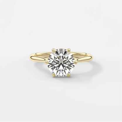 6 Prong Round Solitaire Engagement Ring 18K Solid Yellow Gold AG & CO Jewellery