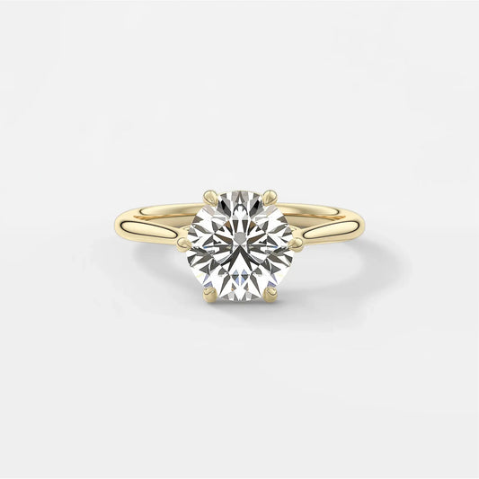 6 Prong Round Solitaire Engagement Ring 18K Solid Yellow Gold AG & CO Jewellery