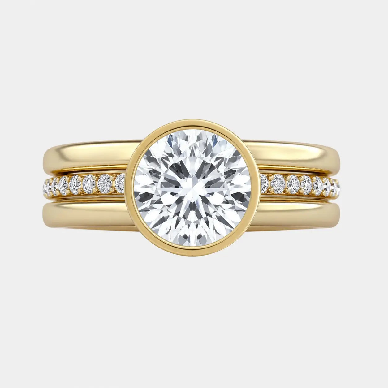 amara round brilliant diamond triple band bezel engagement ring ag & co jewellery