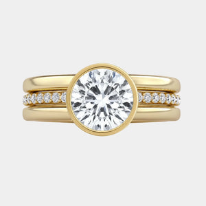 Amara Round Brilliant Diamond Triple Band Bezel Engagement Ring