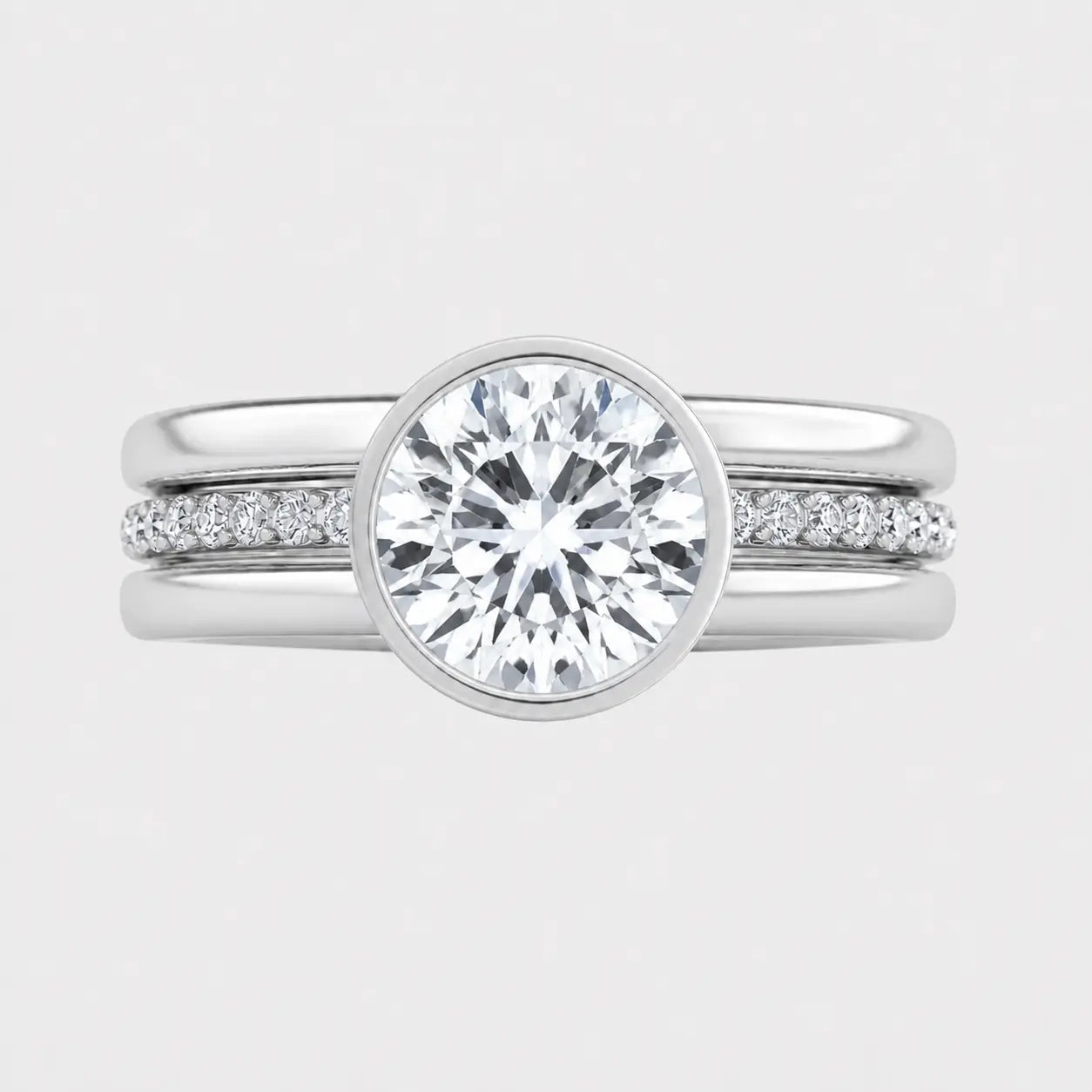 amara round brilliant diamond triple band bezel engagement ring ag & co jewellery