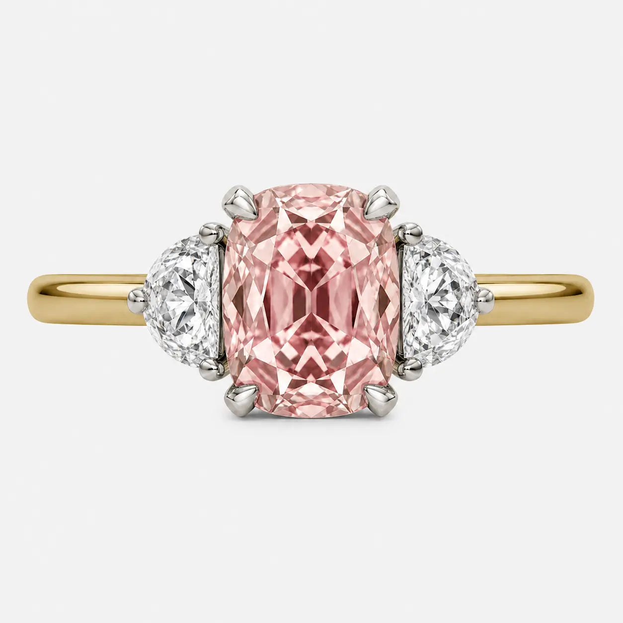 amélie radiant pink lab-grown diamond half-moon trilogy ring