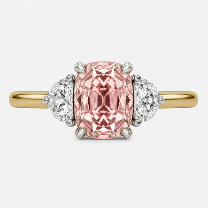 Amélie Radiant Pink Lab-Grown Diamond Half-Moon Trilogy Ring