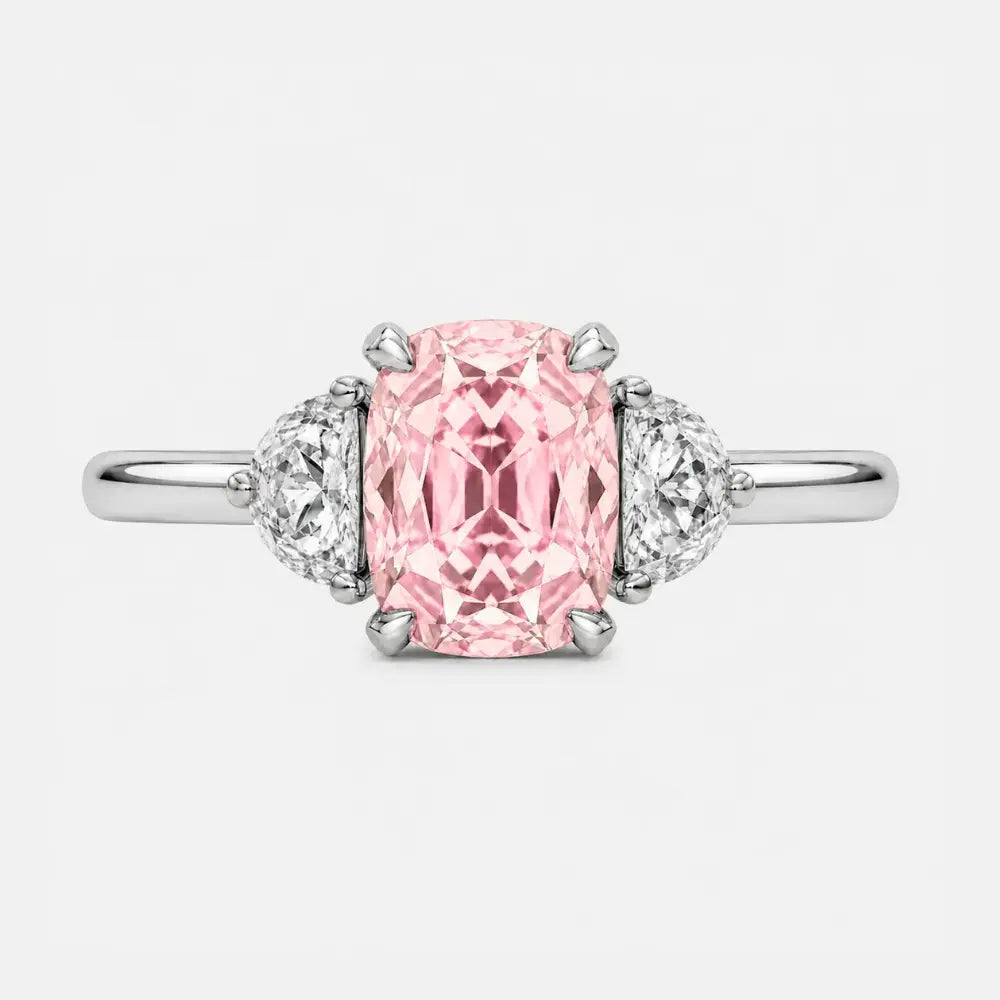 Amélie Radiant Pink Lab-Grown Diamond Half-Moon Trilogy Ring AG & CO Jewellery