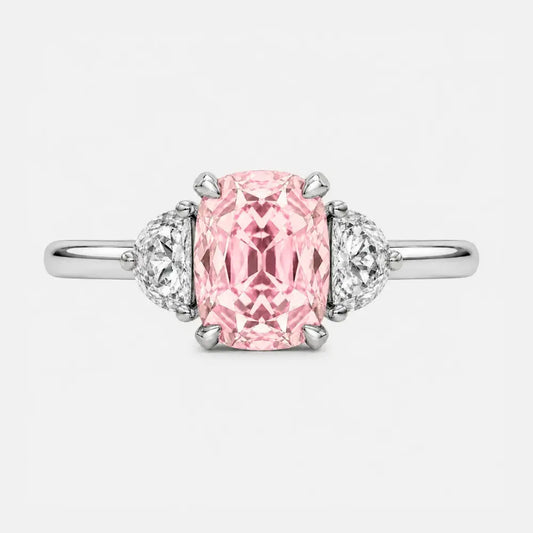 Amélie Radiant Pink Lab-Grown Diamond Half-Moon Trilogy Ring AG & CO Jewellery