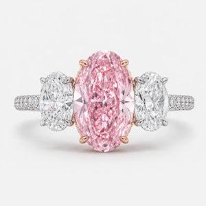 Aurelia Pink Diamond Three Stone Oval Engagement Ring
