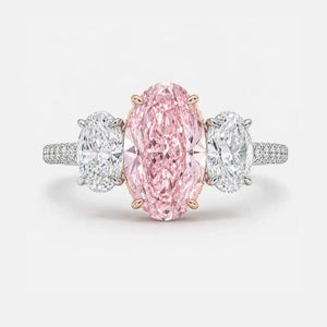 Aurelia Pink Diamond Three Stone Oval Engagement Ring
