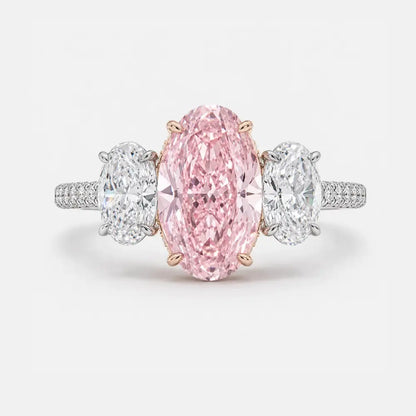 Aurelia Pink Diamond Three Stone Oval Engagement Ring AG & CO Jewellery