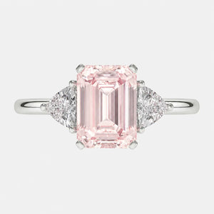 Aveline Pink Emerald Cut Diamond Trilliant Trilogy