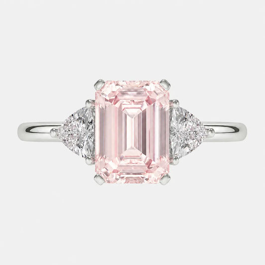 Aveline Pink Emerald Cut Diamond Trilliant Trilogy