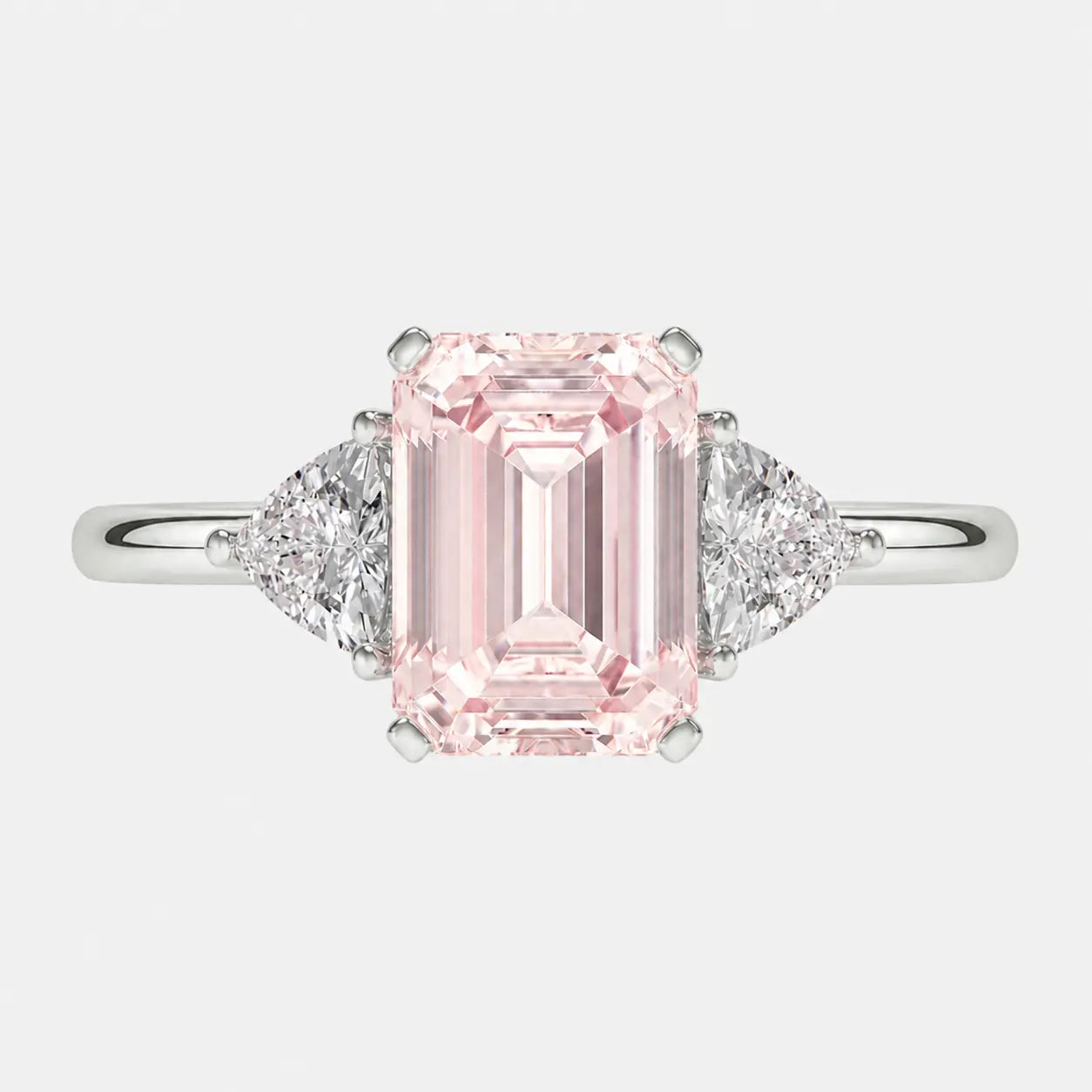 aveline pink emerald cut diamond trilliant trilogy
