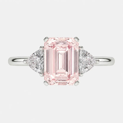Aveline Pink Emerald Cut Diamond Trilliant Trilogy AG & CO Jewellery