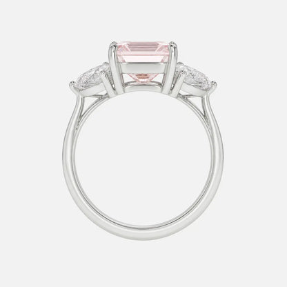 Aveline Pink Emerald Cut Diamond Trilliant Trilogy