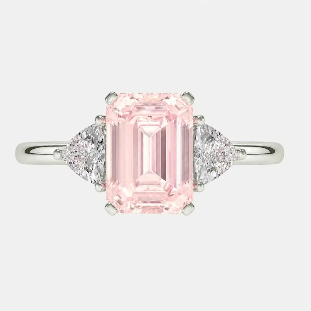 Aveline Pink Emerald Cut Diamond Trilliant Trilogy AG & CO Jewellery
