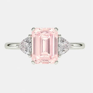 Aveline Pink Emerald Cut Diamond Trilliant Trilogy
