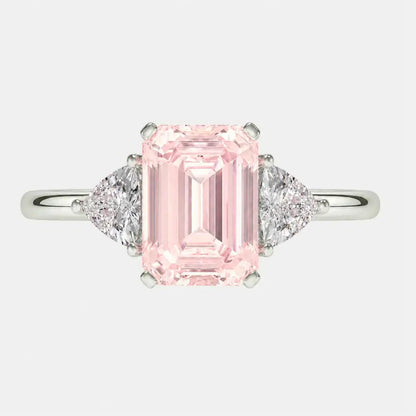 Aveline Pink Emerald Cut Diamond Trilliant Trilogy AG & CO Jewellery