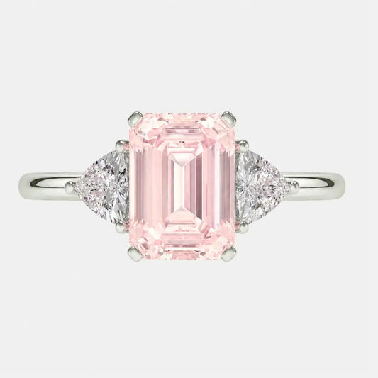 Aveline Pink Emerald Cut Diamond Trilliant Trilogy AG & CO Jewellery