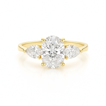 Loretta - Oval Trilogy Diamond Ring with Pear Side Stones AG & CO Jewellery