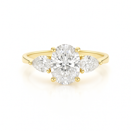 Loretta - Oval Trilogy Diamond Ring with Pear Side Stones AG & CO Jewellery