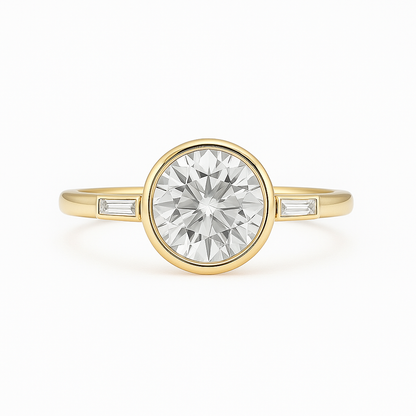 Bonita - Round Bezel with Baguette Side Stones AG & CO Jewellery