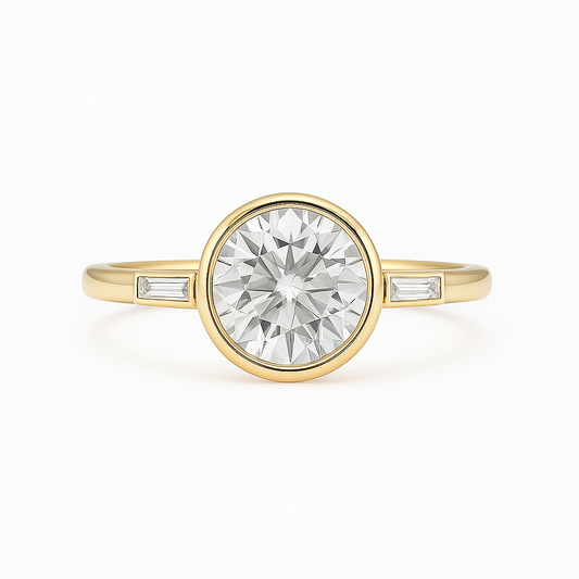 Bonita - Round Bezel with Baguette Side Stones AG & CO Jewellery