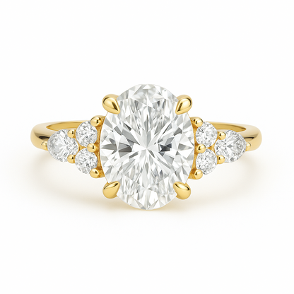Georgia 4 Claw Oval with Accent Stones Engagement Ring 18k Yellow Gold AG & CO Jewellery