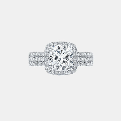 BELLARIA – Cushion Halo Engagement Ring Setting with Triple Pavé Band in White Gold AG & CO Jewellery
