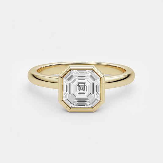 Bezel Asscher Solitaire Engagement Ring AG & CO Jewellery