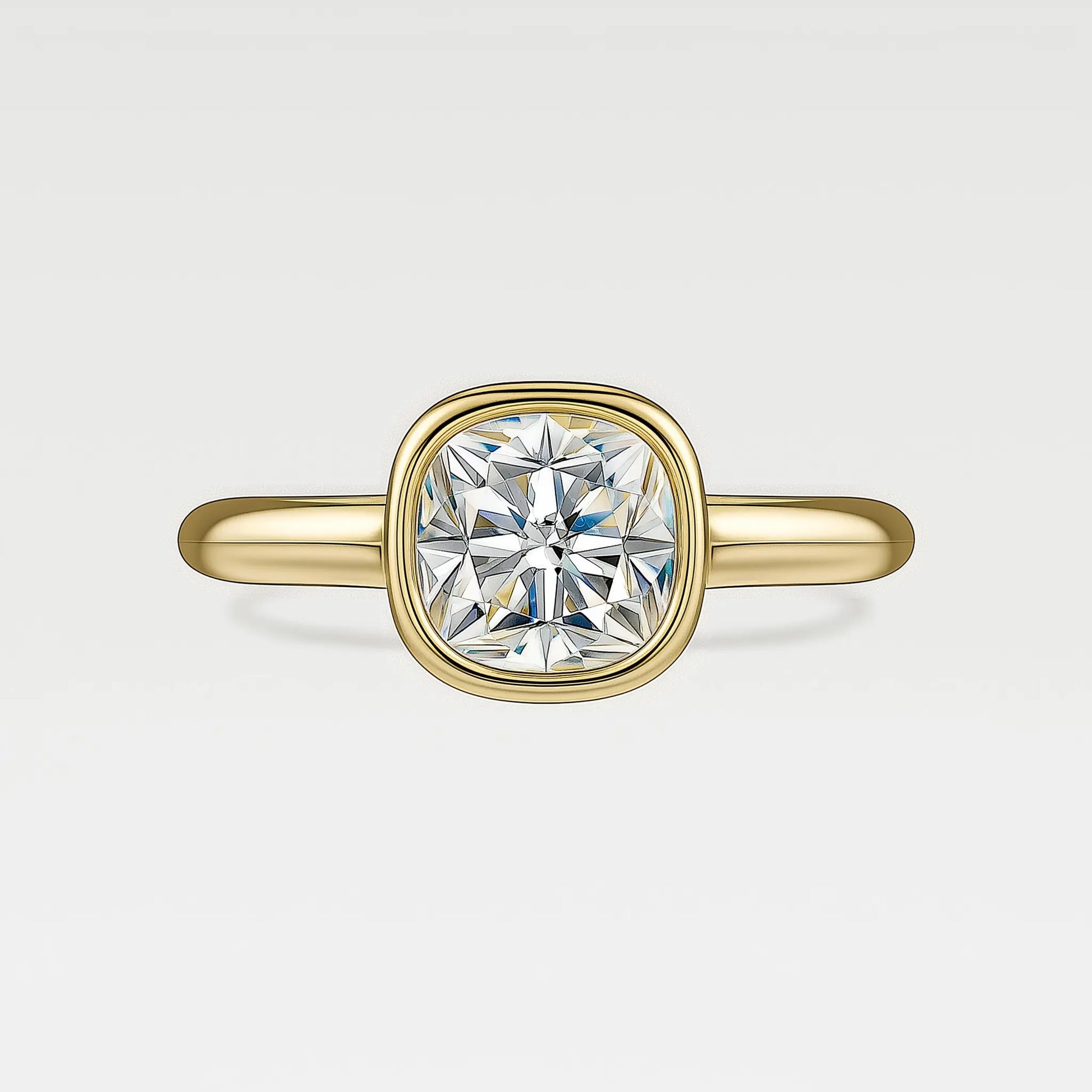 Bezel Cushion Solitaire Engagement Ring AG & CO Jewellery