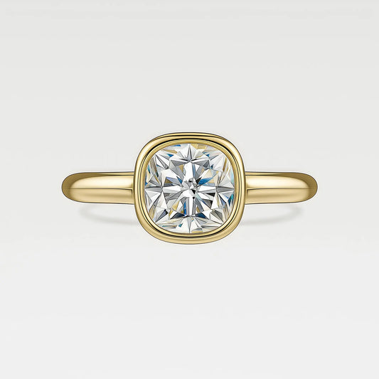 Bezel Cushion Solitaire Engagement Ring AG & CO Jewellery