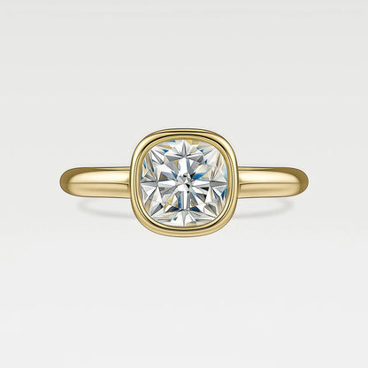 Bezel Cushion Solitaire Engagement Ring AG & CO Jewellery