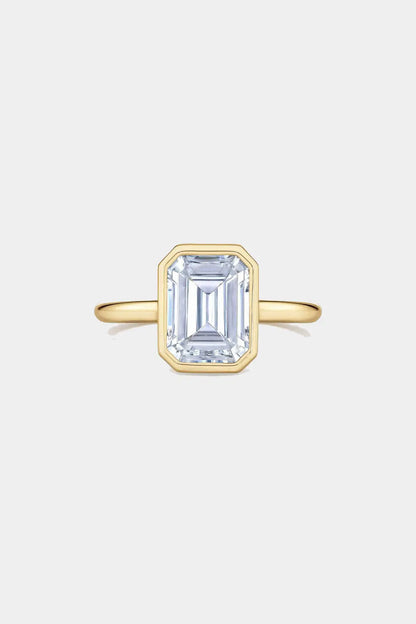 Bezel Emerald Engagement Ring 18K Solid Yellow Gold AG & CO Jewellery