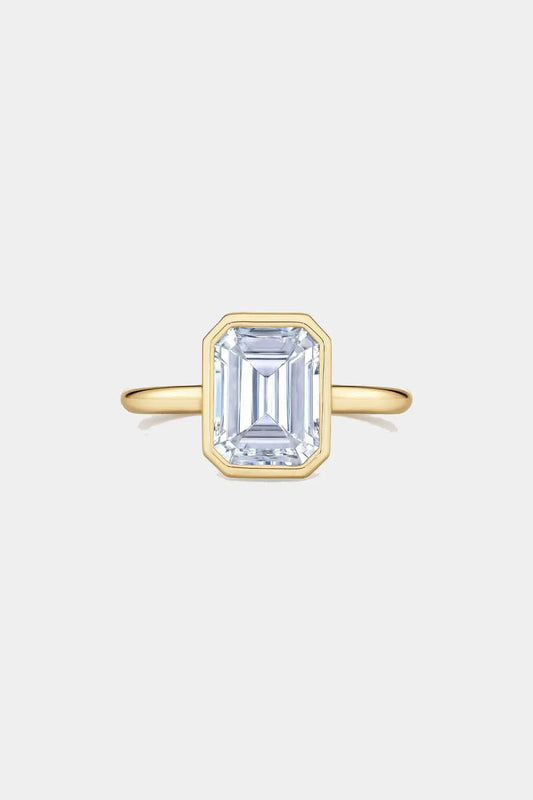 Bezel Emerald Engagement Ring 18K Solid Yellow Gold AG & CO Jewellery