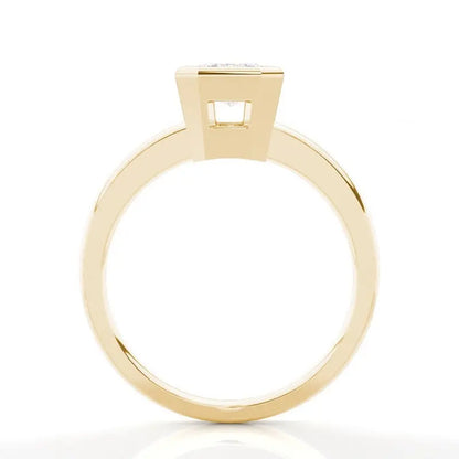 Bezel Emerald Engagement Ring 18K Solid Yellow Gold - AG & CO Jewellery