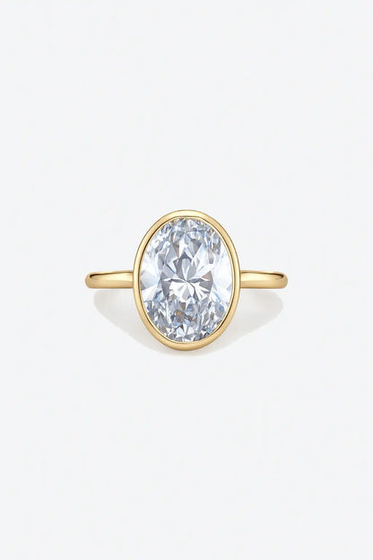 Bezel Oval Engagement Ring 18K Solid Yellow Gold AG & CO Jewellery