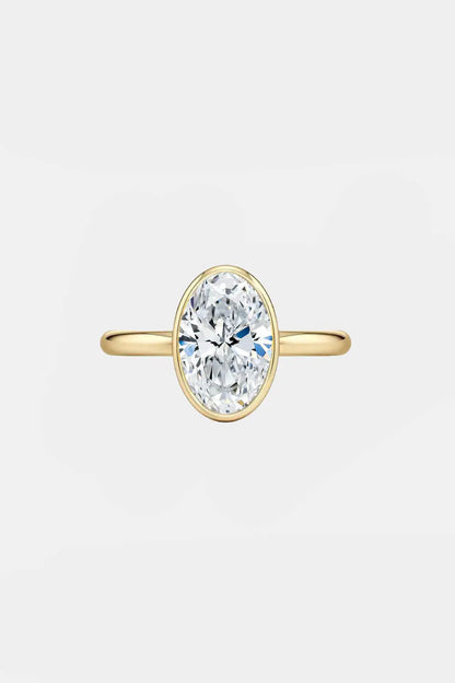 Bezel Oval Engagement Ring 18K Solid Yellow Gold AG & CO Jewellery