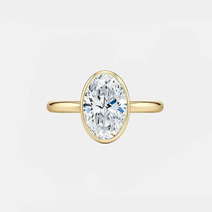 Bezel Oval Solitaire Engagement Ring – 18K Yellow Gold (1ct–10ct) AG & CO Jewellery