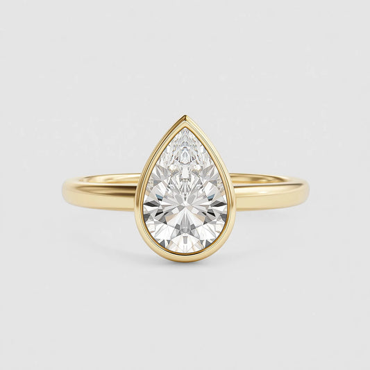 Bezel Pear Solitaire Engagement Ring Setting AG & CO Jewellery