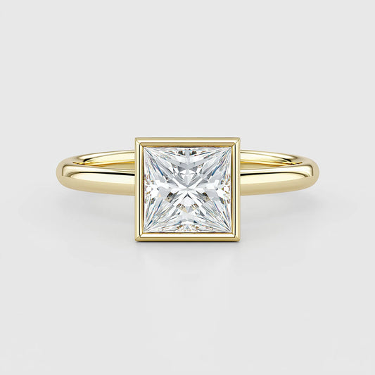 Bezel Princess Solitaire Engagement Ring AG & CO Jewellery