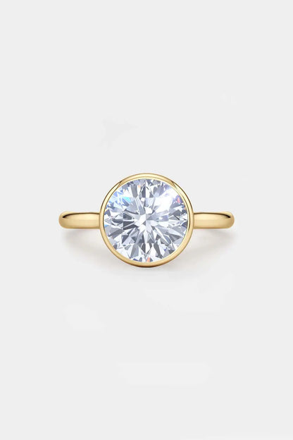 Bezel Round Engagement Ring 18K Solid Yellow Gold AG & CO Jewellery