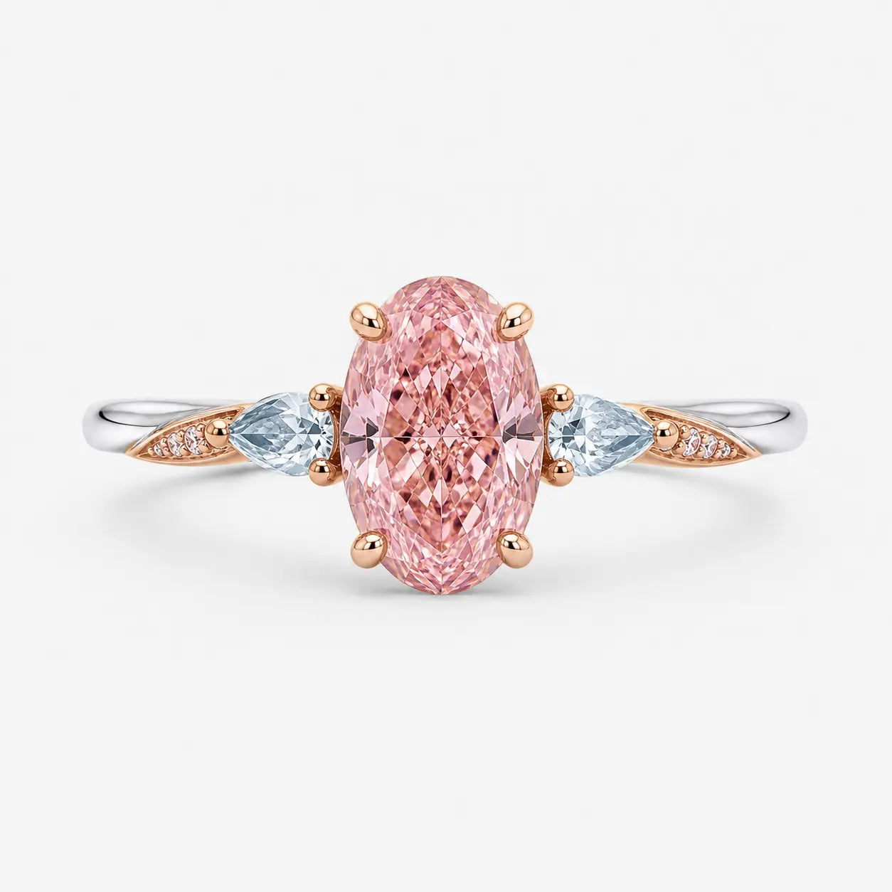 blossom pink oval & blue pear ring