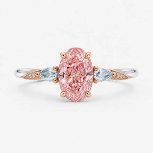 Blossom Pink Oval & Blue Pear Ring