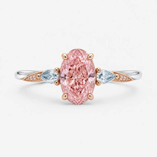 Blossom Pink Oval & Blue Pear Ring