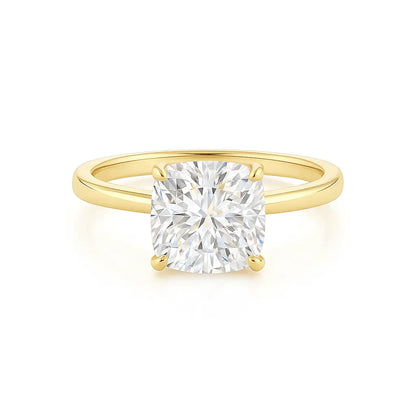 Cushion Solitaire Cathedral Lab Grown Diamond Engagement Ring 14K Solid Yellow Gold - AG & CO Jewellery