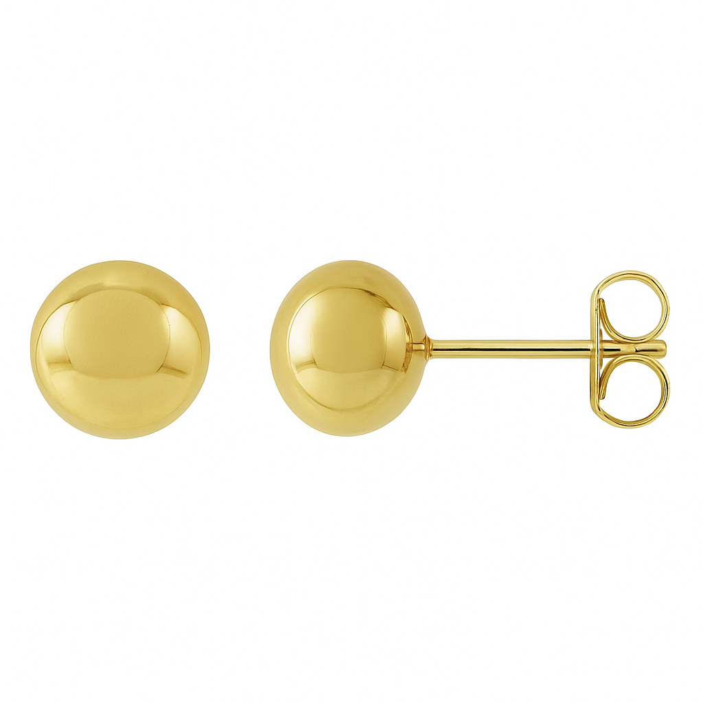 ball sphere stud earrings 14k yellow 8mm ag & co jewellery