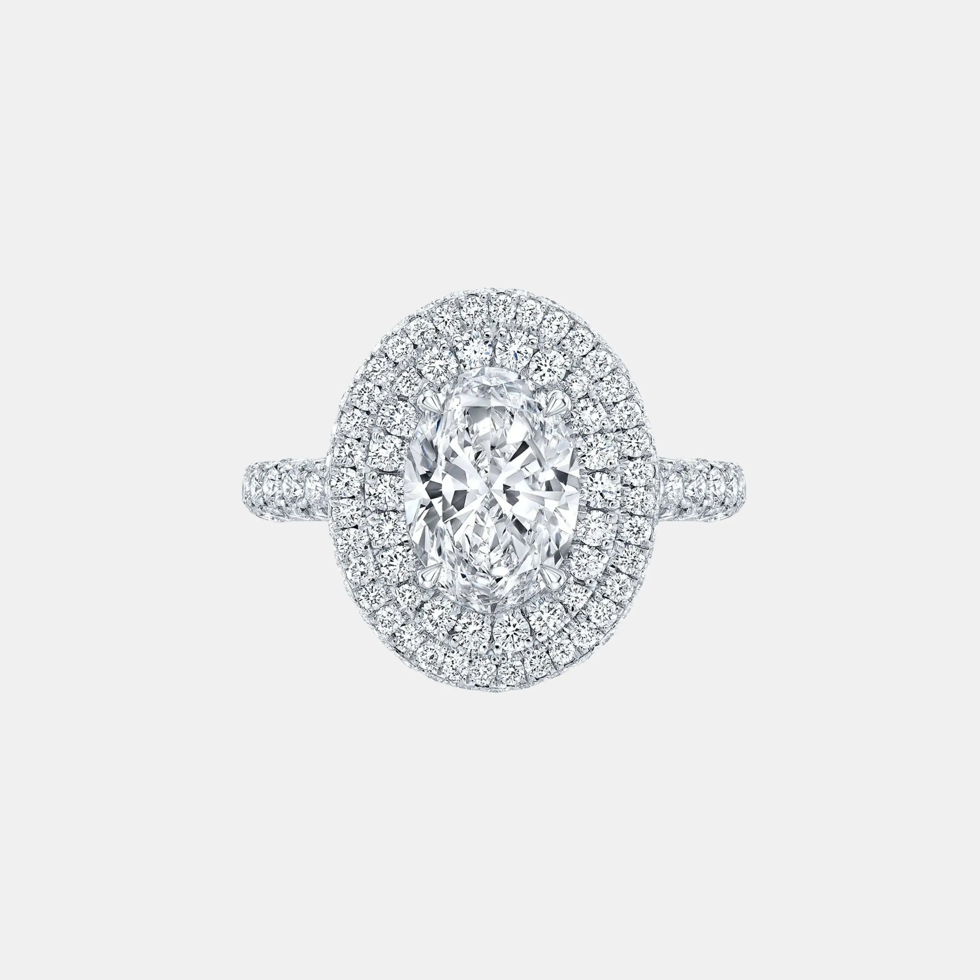 CASSIA – Oval Cut Double Halo Engagement Ring Setting in White Gold AG & CO Jewellery