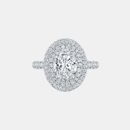 CASSIA – Oval Cut Double Halo Engagement Ring Setting in White Gold AG & CO Jewellery