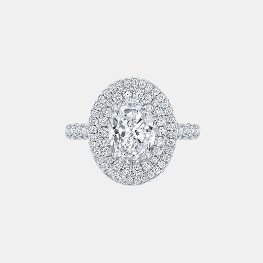 CASSIA – Oval Cut Double Halo Engagement Ring Setting in White Gold AG & CO Jewellery