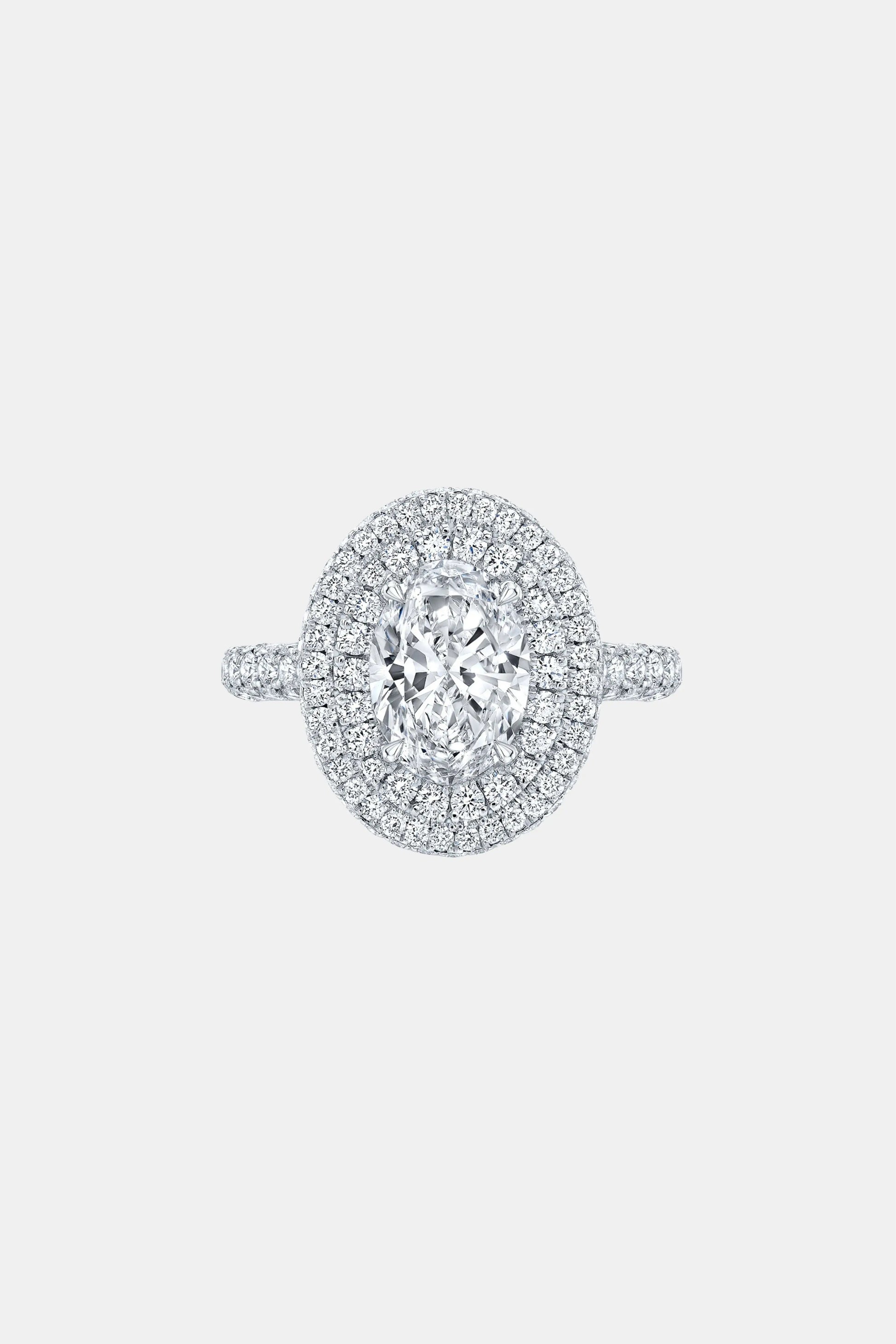 CASSIA – Oval Cut Double Halo Engagement Ring Setting in White Gold AG & CO Jewellery