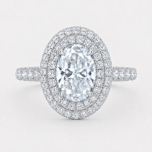 CASSIA – Oval Cut Double Halo Engagement Ring Setting in White Gold